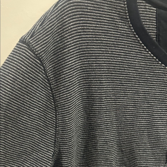 American Eagle Outfitters Black and Gray Striped Long Sleeve Henley - Picture 7 of 14